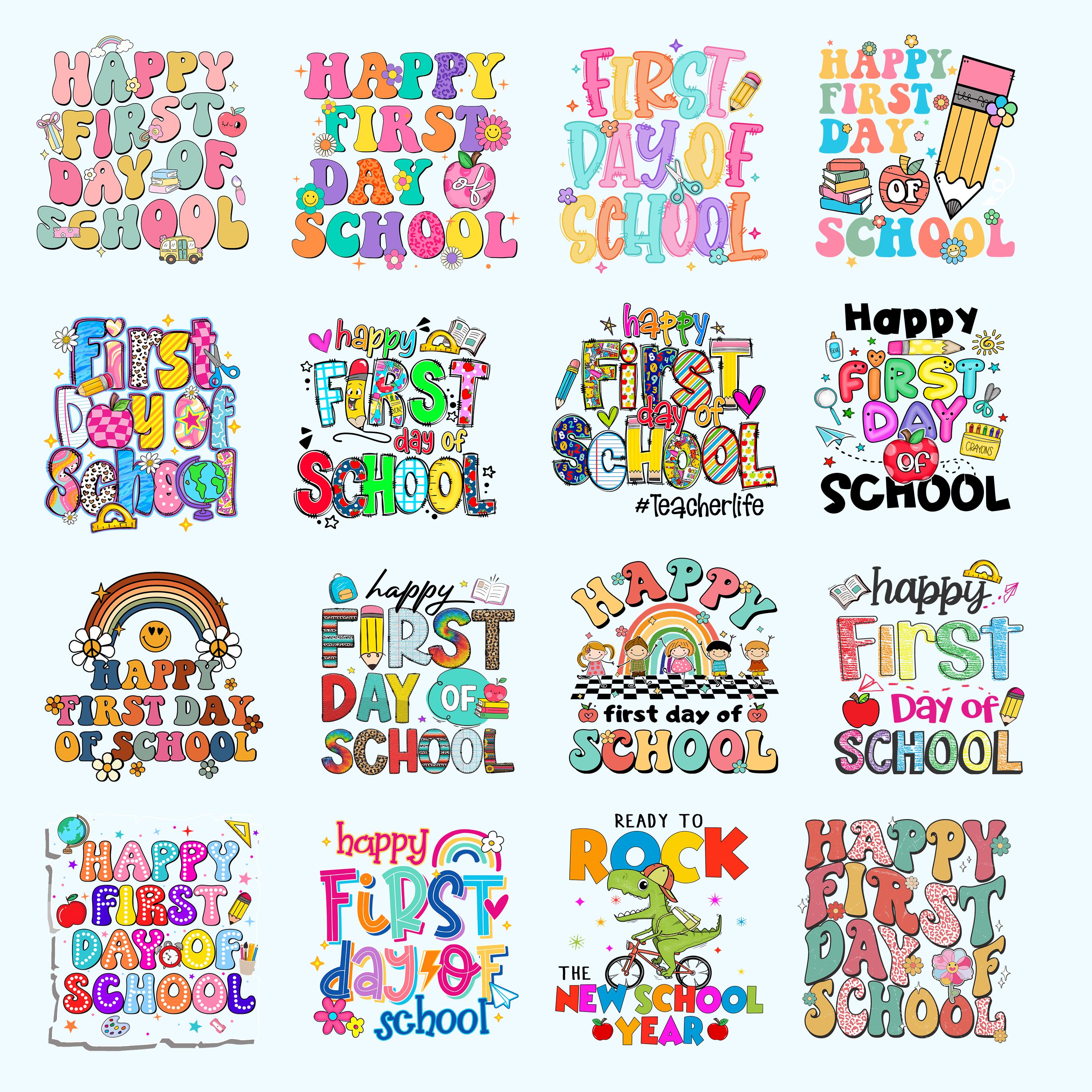 Glücklicher erster Schultag PNG, Zurück in der Schule, Kinder erster Schultag Geschenk für Lehrer, erster Schultag, Schüler erster Tag Outfit