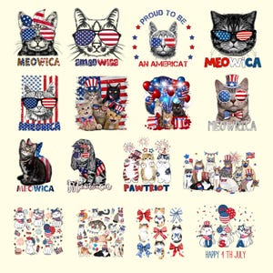 4 juli kat PNG, Meowica 4 juli, grappige kat Amerikaanse vlag bril, Ameowica, patriottische kat, kattenliefhebbers cadeau, cadeau Fourth Of July