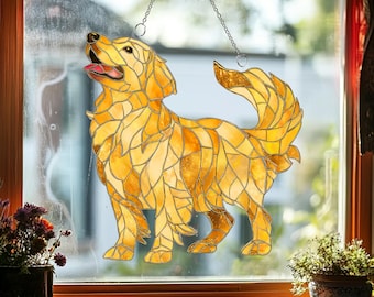 Golden Retriever Acrylic Suncatcher, Dog Lover Gift, Golden Retriever Decor
