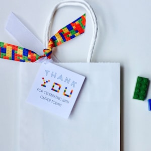 Etiquetas de favor de fiesta de cumpleaños para fiesta temática de ladrillos que imprimo en casa I Etiqueta de agradecimiento I Etiquetas de cumpleaños I Etiquetas de favor personalizadas I Decoración de cumpleaños