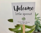 Custom Mini Succulent quot Welcome Little Sprout quot Favor Plant Sticks - Printed Shipped