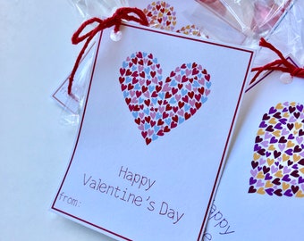 Valentine Tag I Print at Home I Hearts Tag I Heart Valentine Tag I School Classroom Valentine