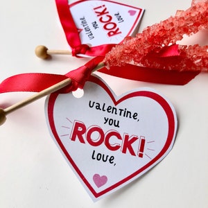 Carte Saint-Valentin pour Rock Candy I Saint-Valentin You Rock I Impression à la maison I Salle de classe Saint-Valentin I Rock Candy I Étiquette à imprimer