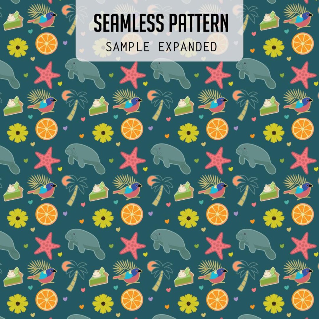 Tropical Florida Seamless Pattern - DIGITAL FILE ONLY - High Resolution ...