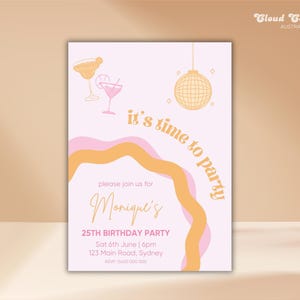 Faire-part d'anniversaire pour femme, faire-part à une fête, modèle personnalisable, carte personnalisée, faire-part de fête
