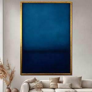 Mark Rothko Deep Blue Gradient Canvas Painting, Abstract Color Field Wall Art, Modern Canvas Painting Gift
