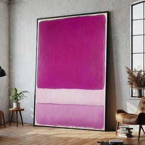 Mark Rothko No.63 - Fuchsia and Blush Pink Abstract Canvas Art | Monochrome-Inspired Color Field for Poetic Interiors