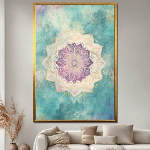 Mandala Canvas Painting - Bohemian Spiritual Wall Art - Vibrant Geometric Home Decor Gift