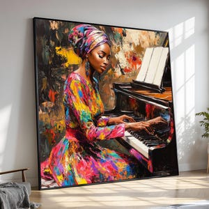 Colorful Piano Player Canvas Painting, Expressive Music Wall Art, Artistic Musician Artwork, Large Home Decor, Gift for Music Lovers