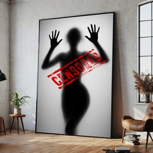 Sensual Silhouette Woman Wall Art, Sexy Black and White Canvas Print for Modern Bedroom or Intimate Home Decor