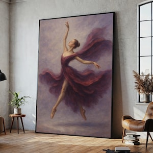 Anmutige Ballerina Leinwand Gemälde - Romantische Ballett Wandkunst, fertig zum Aufhängen, elegantes Geschenk für Tanzliebhaber und feminine Interieurs