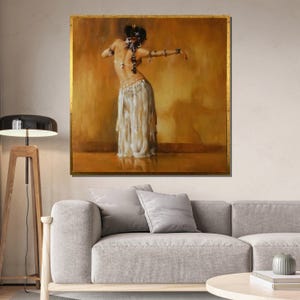 Belly Dancer Canvas Painting, Oriental Dance Wall Art, Elegant Woman Artwork, Large Home Decor, Exotic Artwork, Gift for Dance Lovers