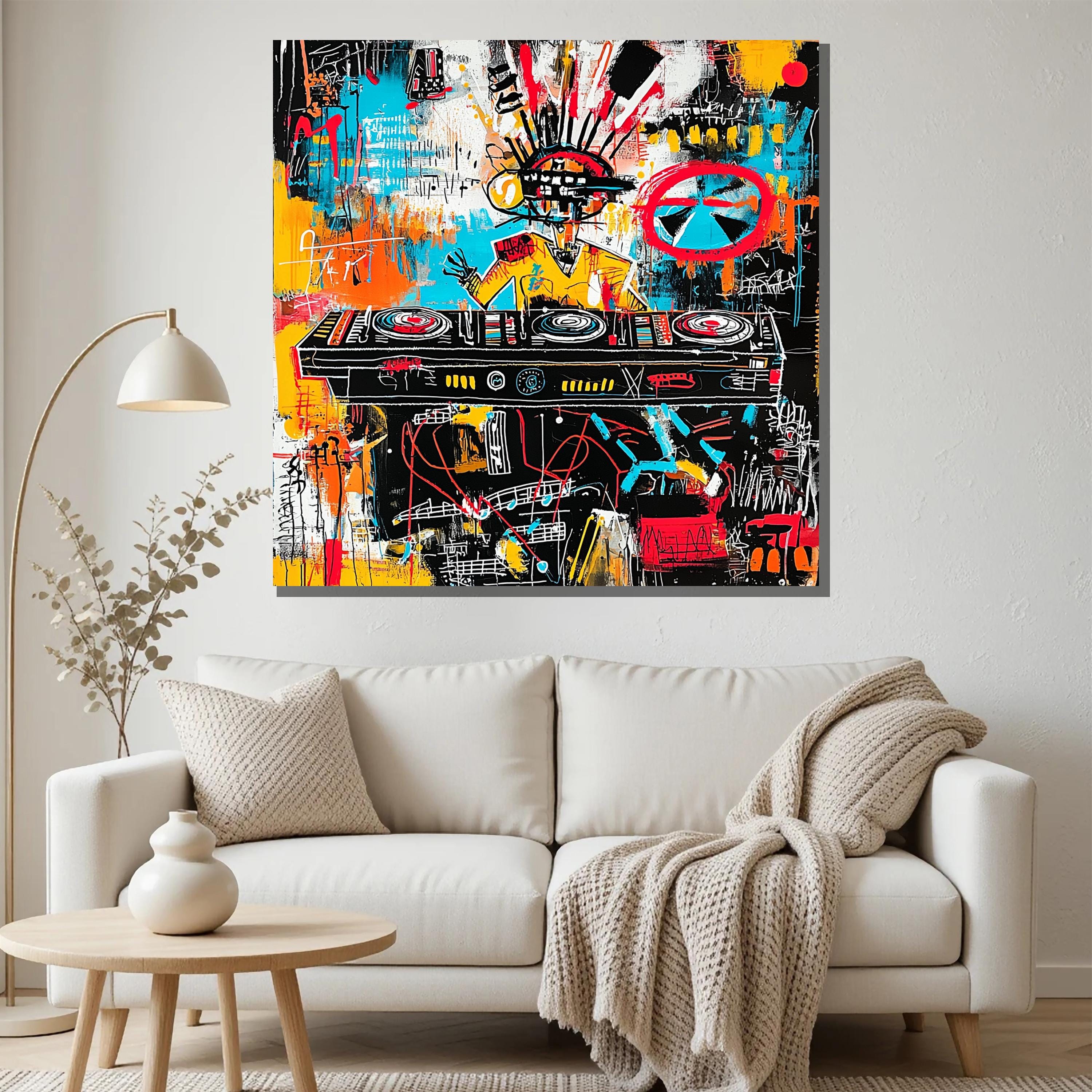 DJ Wall Art, Graffiti Expressionist Canvas, Urban Pop Art Print