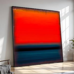 Mark Rothko No.6 - Red and Midnight Blue Abstract Canvas Wall Art | Bold Modern Color Field Painting for Contemporary Decor