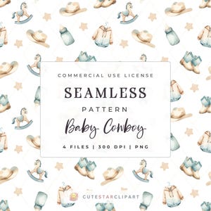Cowboy Baby Shower Seamless Pattern: Western Digital Paper (Digital Download)