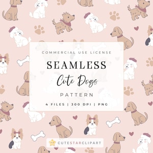 Cute Dog Pattern Dog Seamless Design Paw Print Pattern Puppy Digital Papers Instant Download Paw And Bones Print