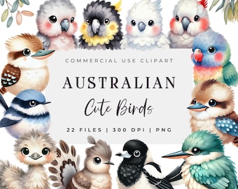 Aquarel clipart en vogelillustraties Australische dieren (digitale download)