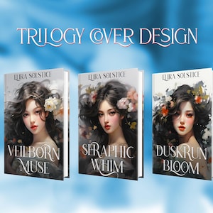Premade Fantasy Book Cover Trilogy for Indie Authors, watercolor Floral Fantasy Series Book Cover, Mystical Princess eBook Cover Art