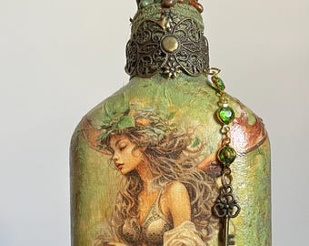 Keeper of Forgotten Remedies – Fantasy Bottle, Apothecary Decor, Woodland Witch Art, Cottagecore Fantasy Collectible