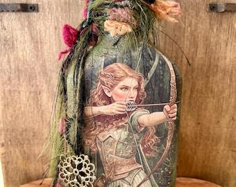 Elven Archer Fantasy Bottle - Fairycore Art