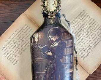 Victorian Ghost Bottle – Gothic Library Décor, Dark Academia Art Piece