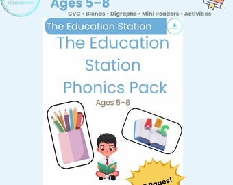 Cuaderno de ejercicios de fonética para niños de 5 a 8 años: palabras CVC y combinaciones (PDF imprimible)