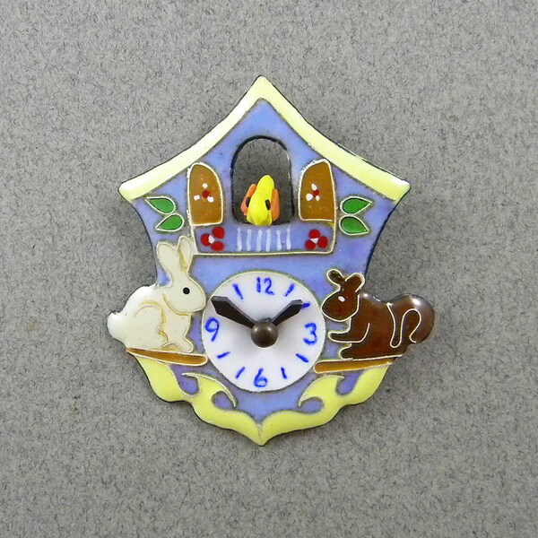 Cuckoo Clock #1, Studio Button, Enamel, Mechanical