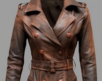 Burgundy Sheepskin Leather Trench Coat: Custom Fit Winter Outerwear