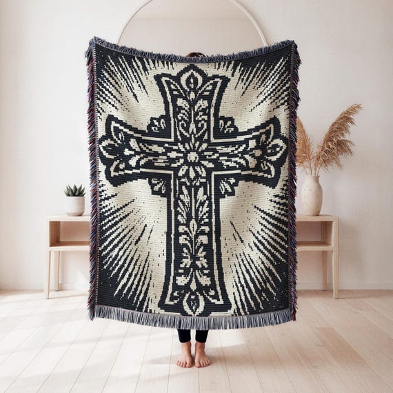 Cross Overlay Mosaic Crochet Pattern - Christian Religious Blanket