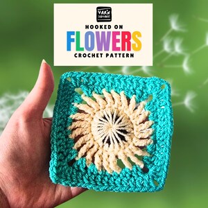 The Dandelion Granny Square Crochet Pattern - Flower PDF Pictures and Chart Diagram