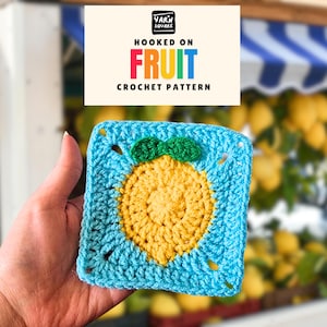 Patrón de crochet cuadrado de la abuela limón - Imágenes y diagrama de frutas en PDF