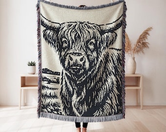 Highland Cow Overlay Mosaic Crochet Pattern - Animal Blanket