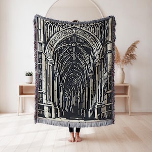 Gothic Overlay Mosaic Crochet Pattern - Ornate Cathedral Arches Blanket