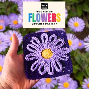 The Aster Granny Square Crochet Pattern - Flower PDF Pictures and Chart Diagram
