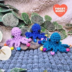 Perlen Oktopus gehäkelt Amigurumi Fidget Toy - Inky the Octopus - KEIN Häkelanleitung
