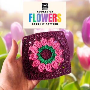 The Tulip Wreath Granny Square Crochet Pattern - Flower PDF Pictures and Chart Diagram