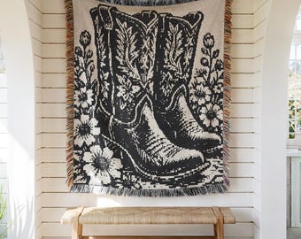Cowboy Boots Overlay Mosaic Crochet Pattern - Western Blanket
