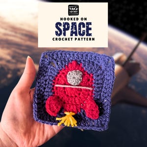 Patrón de crochet cuadrado de la abuela cohete: Imágenes y diagrama del espacio en PDF