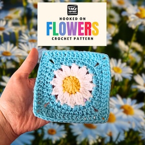 Patrón de crochet "Abuela Margarita" - Imágenes y diagrama de flores en PDF