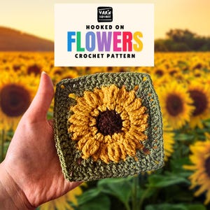 The Sunflower Granny Square Crochet Pattern - Flower PDF Pictures and Chart Diagram