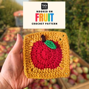 Apple Granny Square Crochet Pattern - Fruit PDF Pictures and Chart Diagram