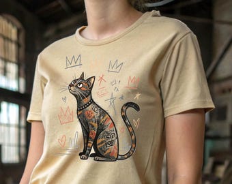 Basquiat cat art shirt | Neo expressionism feline design | Abstract kitten T-shirt | feline artful tee