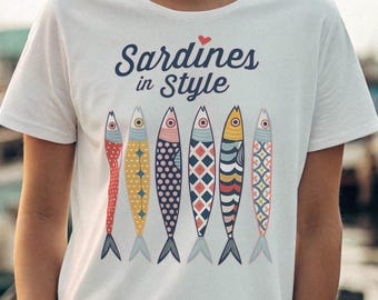 レトロなイワシのグラフィックTシャツ – ヴィンテージフィッシュTシャツ、シーフード好きへの楽しいギフト