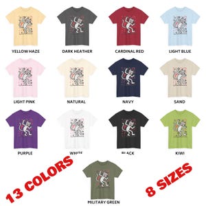 Keith haring inspired art shirt | Doodle style feline | artful cat T-shirt | urban cat tee image 9