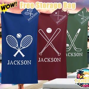 Benutzerdefinierte Name & Grafik Strandtuch, personalisierte Strandtuch für Sportbegeisterte / Kinder, Tropfen Strandtuch, Pool-Handtuch, Geschenke für Team Party / Reise