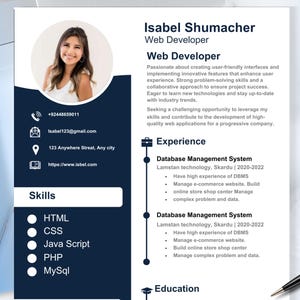 Resume Template with Photo, Professional Resume Template for Word & Pages, Clean CV Template with Picture, Resume and Cover Letter Template