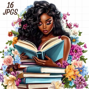Clipart de leitora negra, Mulheres lendo, Magia de mulher afro jpg, Amante de livros, Afro-americana, Amante de livros, Linda leitora ávida, Mulher estilosa