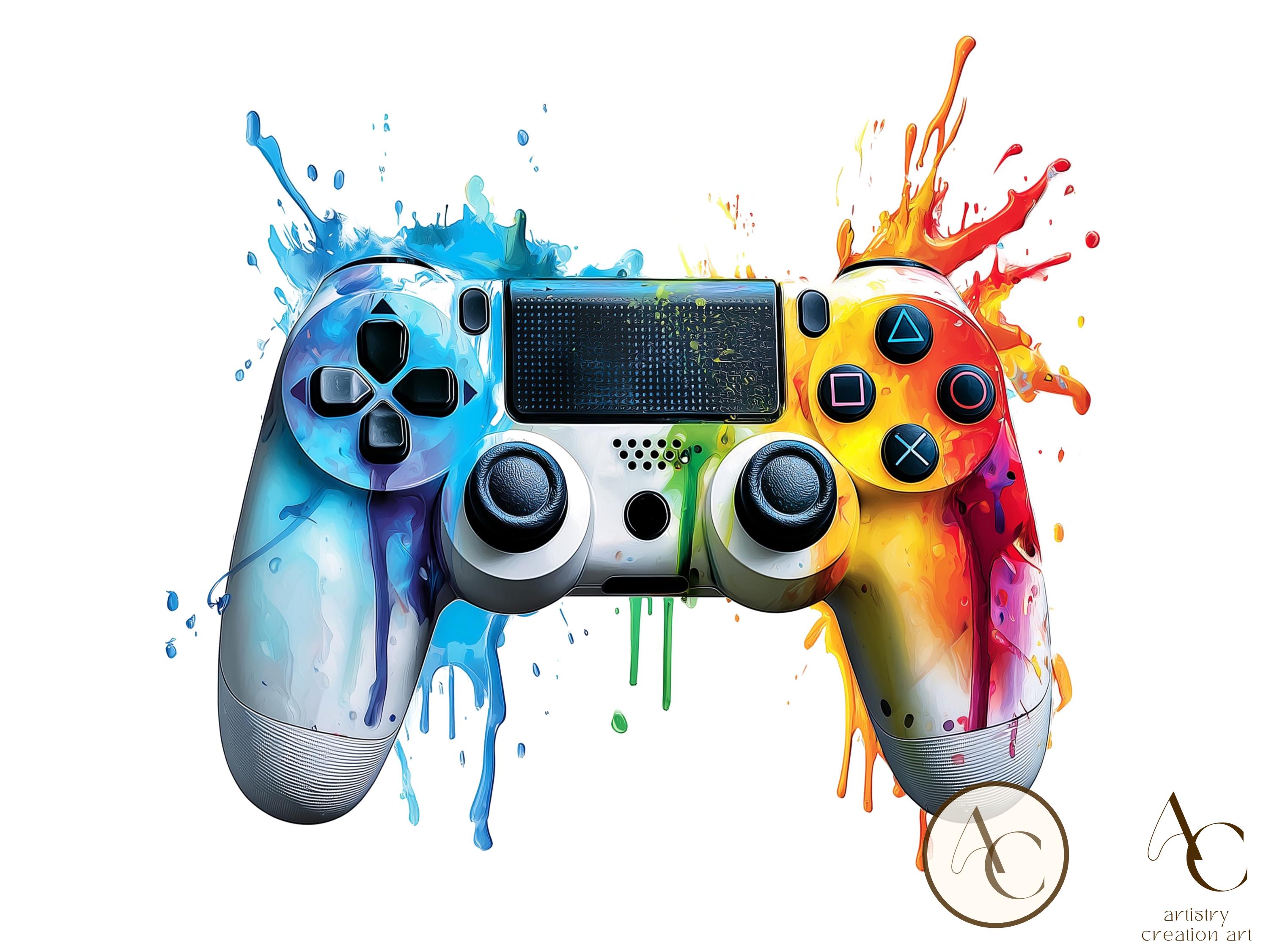 20 Game Controller Clipart, Video Gaming JPG, Watercolor Colorful Gamer ...