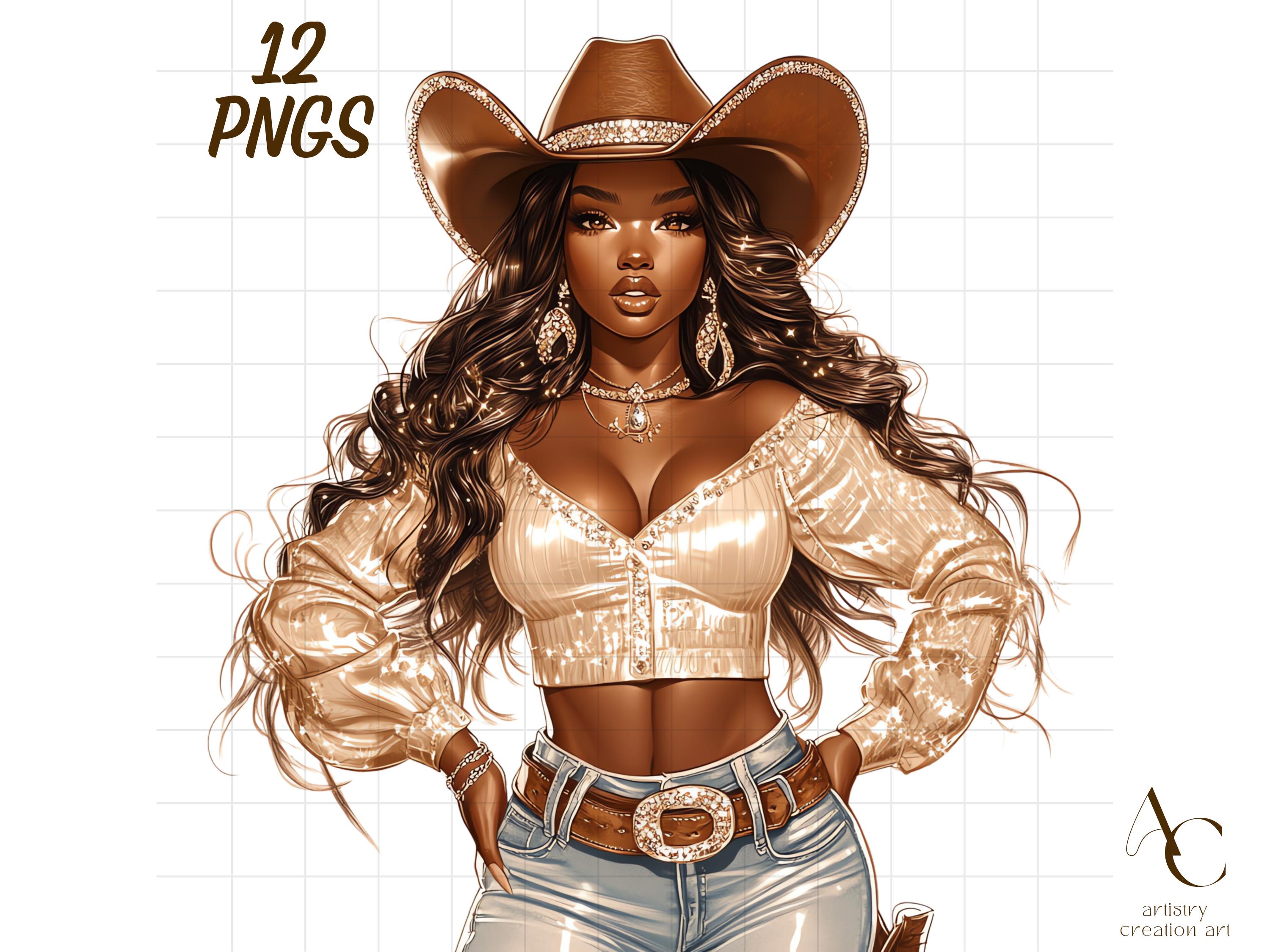 12 Black cowgirl clipart, Western women, Afro woman png, Rodeo lover design, African American girl, Wild west, Cowboy country, Howdy, Horse