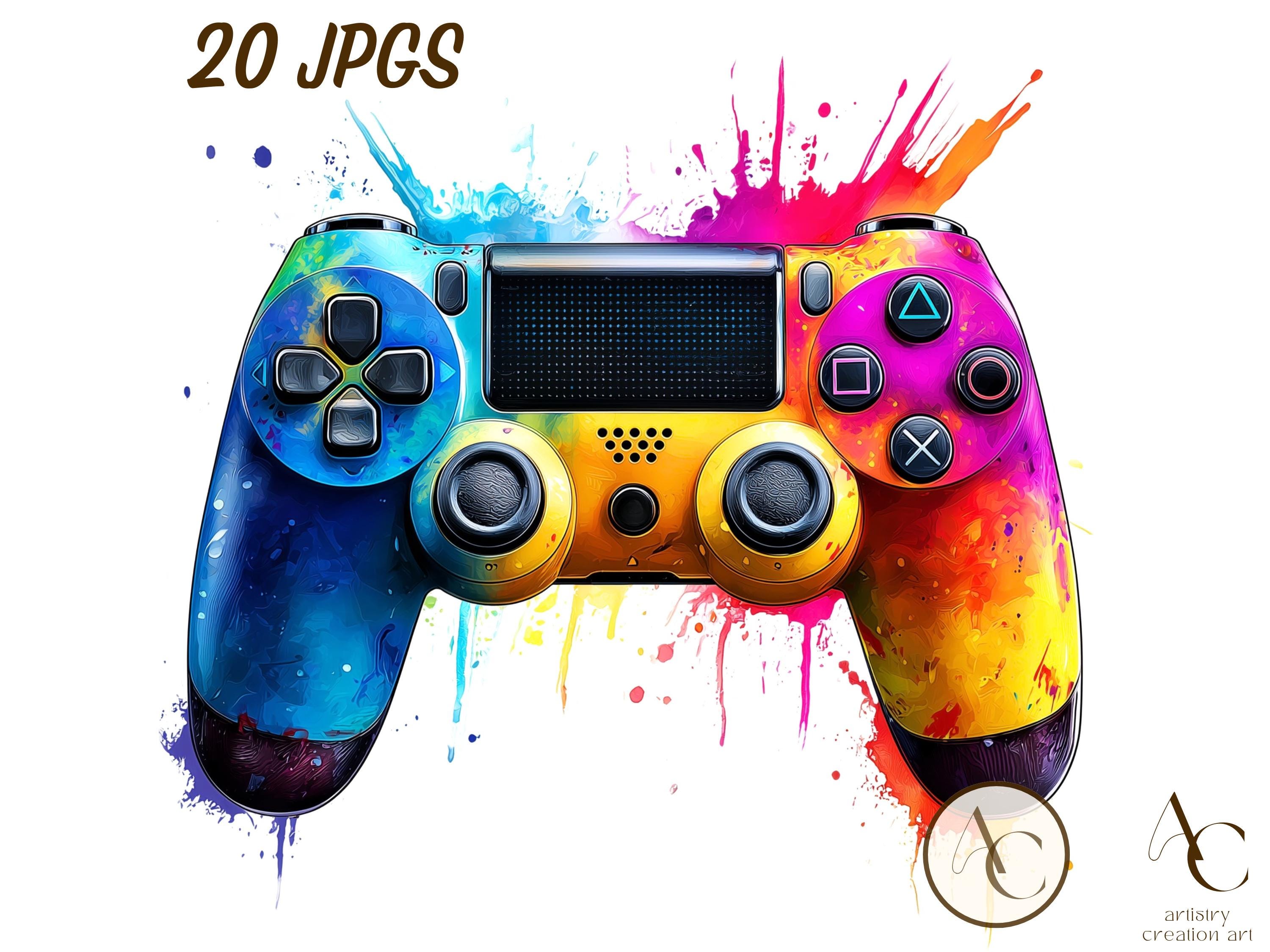 20 Game Controller Clipart, Video Gaming JPG, Watercolor Colorful Gamer ...